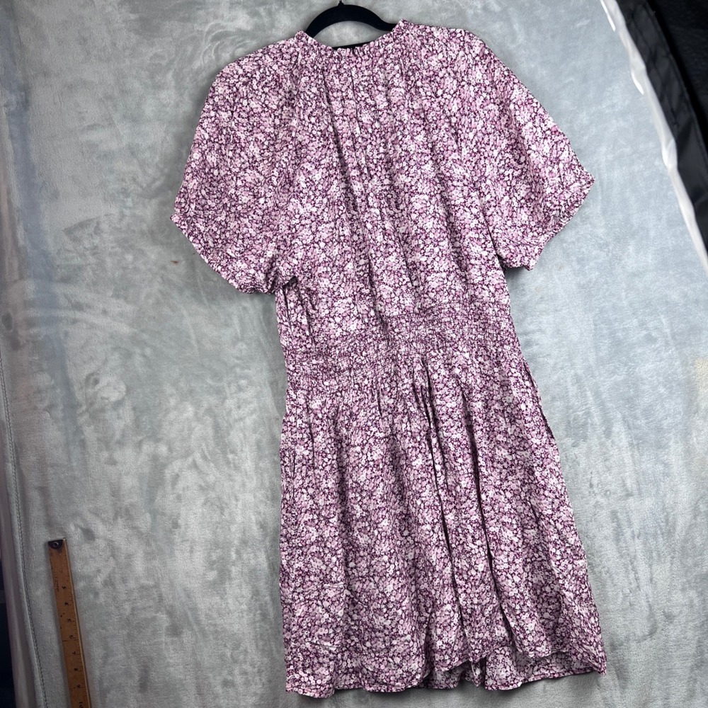 Gap Floral Dress Smocked Waist Midi Purple White Button Front‎ XXL New - Picture 10 of 11